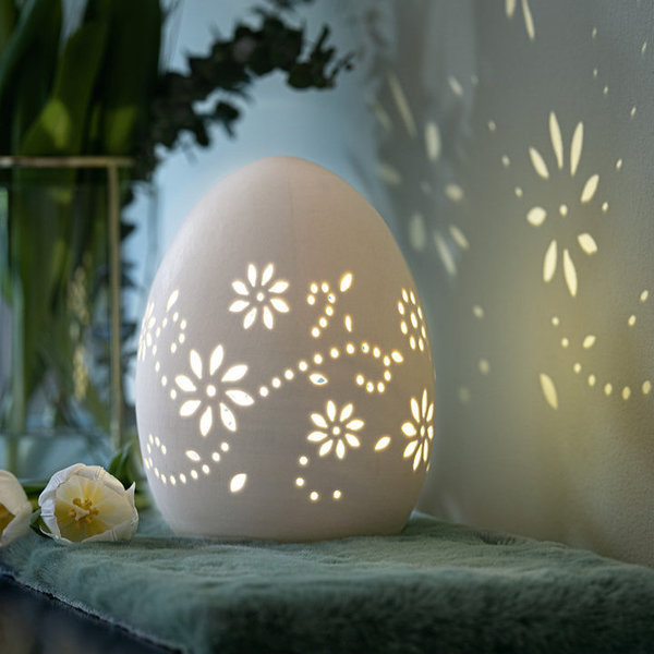 Osterei "Blüten" LED beleuchtet, 20 cm